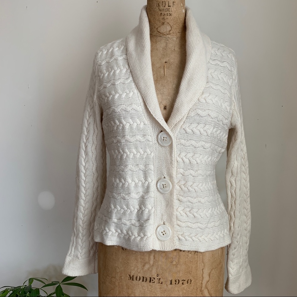 Ralph Lauren cream cable knit cardigan sweater